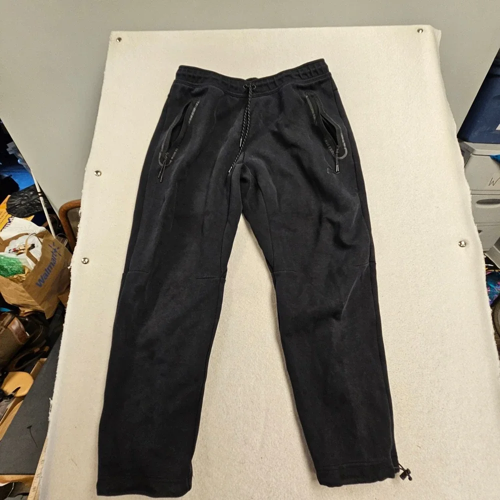 Nike Tech Fleece Joggers Mens Large Black Sweatpants Bungee Hem Zip Pocket